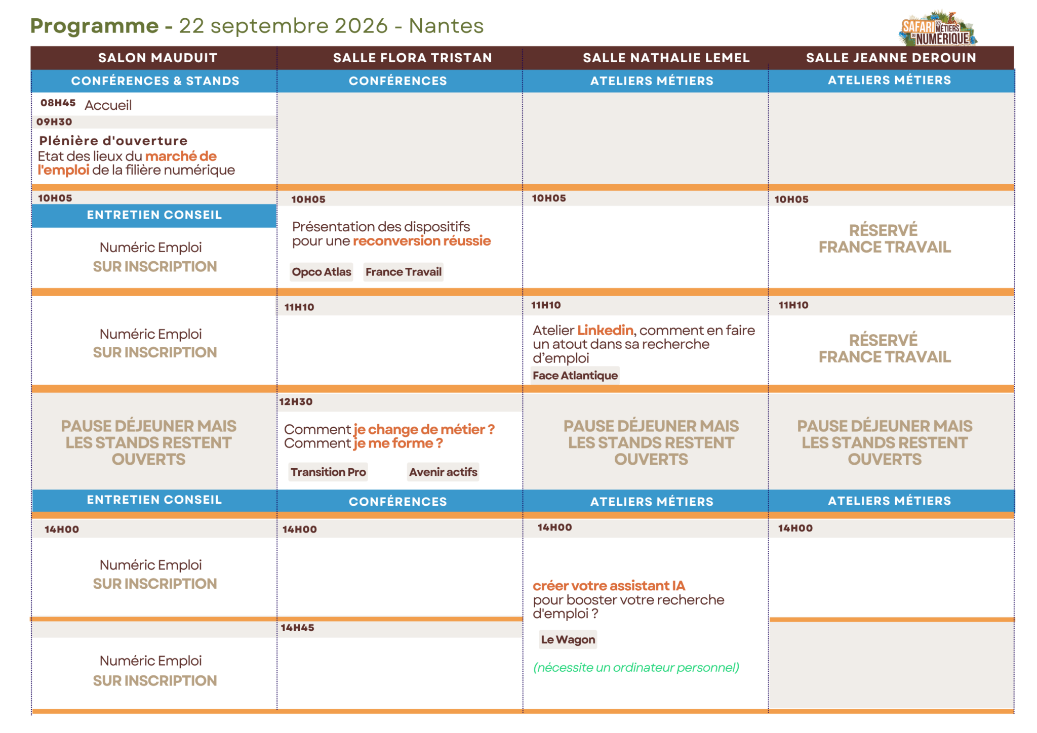 Safari des Métiers du Numérique Nantes - Programme 2026